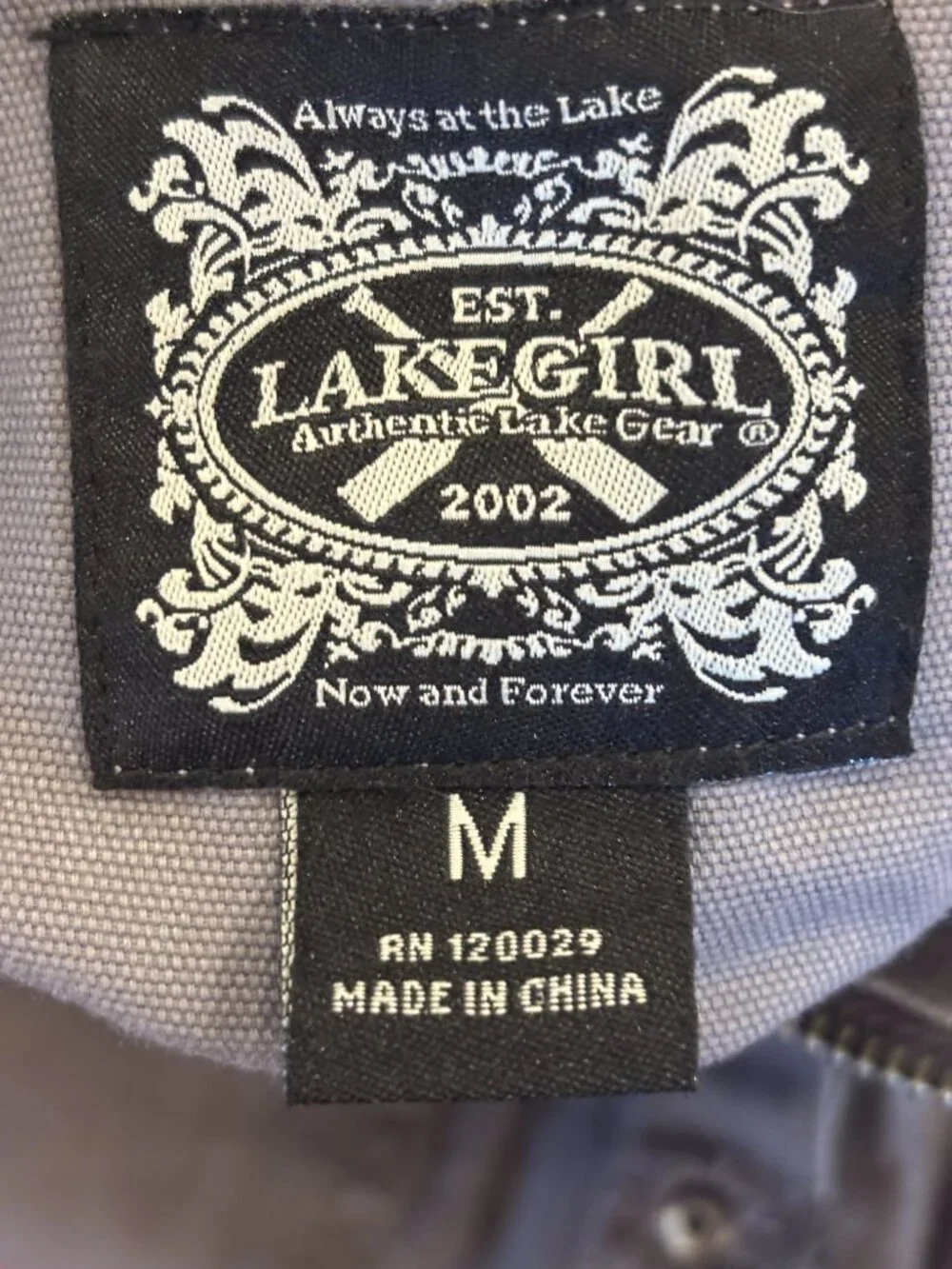 Lakegirl Grey Deck Jacket with Embroidered Patches Medium NWT